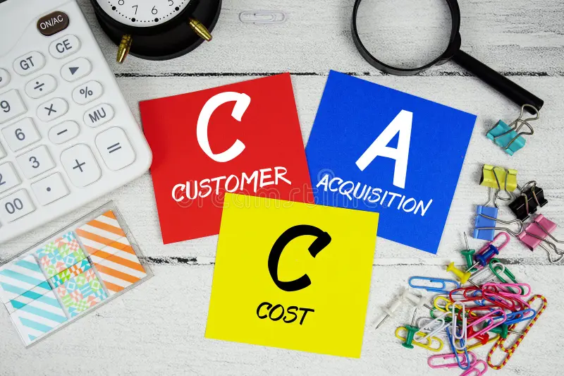 A graph showing decreasing Customer Acquisition Cost (CAC) managed by Santric Technologies, a performance marketing agency in Bangalore.
